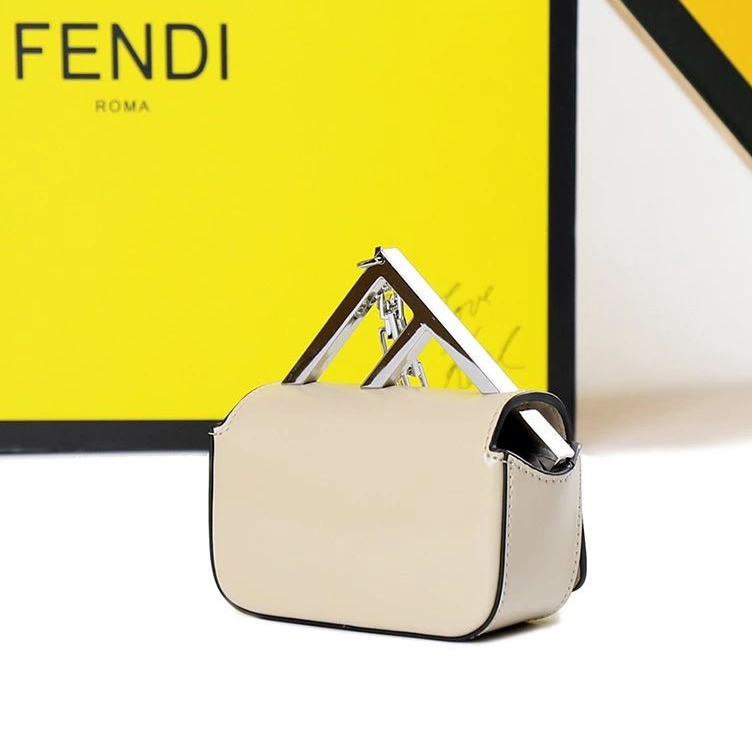 Affordable HOT Fendi Bag Calf Beige In F Leather Nano 0806